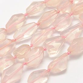Natural Rose Quartz Beads Strands, Faceted, Nuggets, Grade A