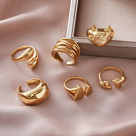 Irregular 304 Stainless Steel Cuff Open Rings for Women