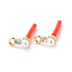 Alloy Stud Earring Findings, with 925 Sterling Silver Pin and ABS Plastic Imitation Pearl, with Loop, Flower