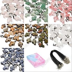 DIY-Sets zum Herstellen von Kreuzanhängern aus natürlichen und synthetischen Edelsteinen und gewachsten Kordelanhängern für Halsketten