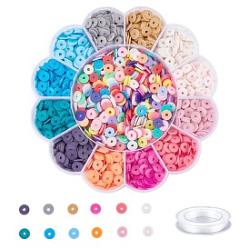 DIY Heishi Bead Stretch Bracelets Making Kits, include Handmade Polymer Clay Beads and Elastic Thread