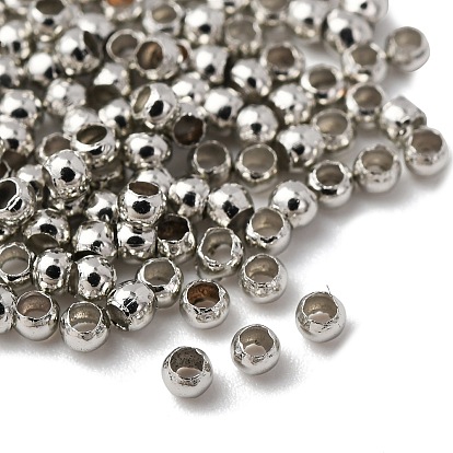 Зажимные бусины из латуни, без кадмия и без свинца, рондель, 2x1.2 мм