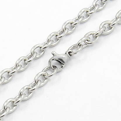 Men's 304 Stainless Steel Cable Chain Necklaces, with Lobster Claw Clasps, 21.7 inch(551mm)
