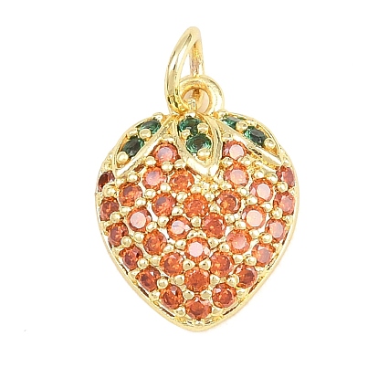 Латунные микропаве прозрачные подвески с фианитом, клубника прелести, долговечный, стойки покрытие, без свинца и без кадмия