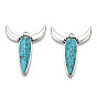 Synthetic Turquoise Pendants, with Alloy Findings, Cattle Head Charms