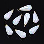 ABS Plastic Imitation Pearl Pendants, with Brass Findings, AB Color Plated, Teardrop