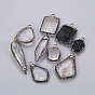Glass Big Pendants, with Brass Findings, Faceted, Mixed Shapes