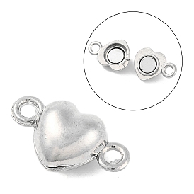 Alloy Magnetic Clasps with Loops, Nickel Free, Heart