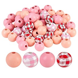 Painted Natural Wood Beads, Round