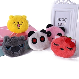 Cartoon Style Cloth Wallets, Change Purse with Zipper & Keychain, for Women