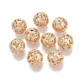 Brass Filigree Beads, Hollow Round, Rack Plating