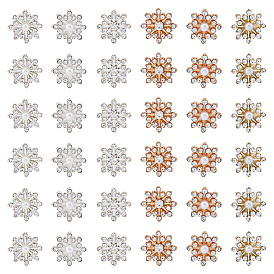 60шт 6 кабошоны со стразами в стиле сплава, с пластиковой имитационной жемчужиной, снежинка