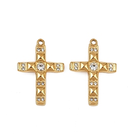 304 из нержавеющей стали горный хрусталь подвески, ионное покрытие (ip), крест прелести