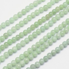 Jadéite naturel brins de perles, ronde, 4mm, Trou: 1mm, Environ 98 pcs/chapelet, 15.5 pouce