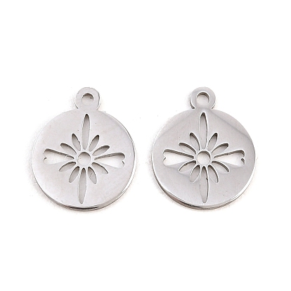 День святого Валентина 304 подвески из нержавеющей стали, круглый с цветочными подвесками