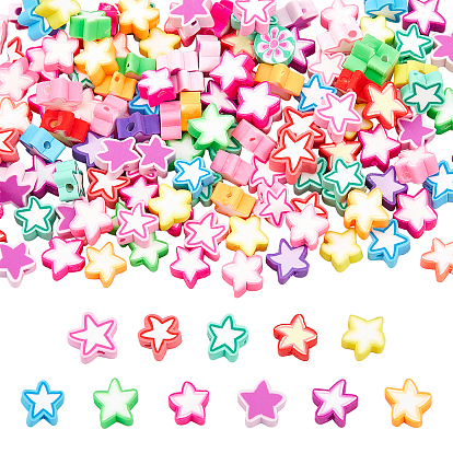 300PCS Handmade Polymer Clay Beads, Star