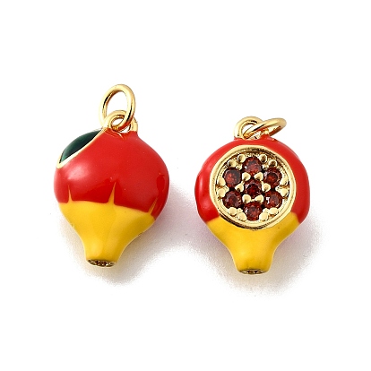 Латунные микро проложить кубического циркония подвески, без кадмия и без свинца, гранат, с эмалью и прыжковым кольцом
