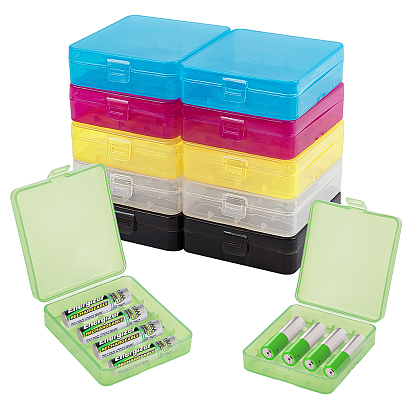 Plastic Battery Storage Box, with Iron Ring, Rectangle