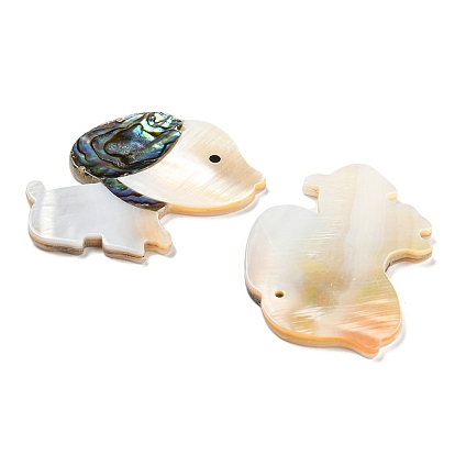 Natural Freshwater Shell & Paua Shell & Natural White Shell Pendants, Dog Charms