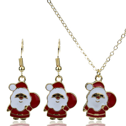 Adorable Santa Claus Earrings and Necklace Set for Christmas Gifts