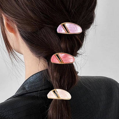 Alloy Bobby Pins, with Cellulose Acetate(Resin) Ornament, Ponytail Hook for Women Girls, Oval