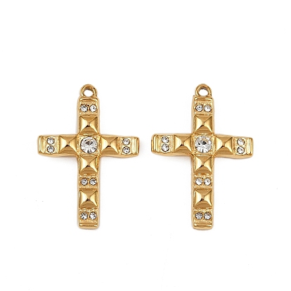 304 из нержавеющей стали горный хрусталь подвески, ионное покрытие (ip), крест прелести