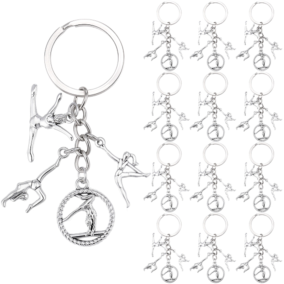 20Pcs Sport Alloy Keychains, with Iron Rings