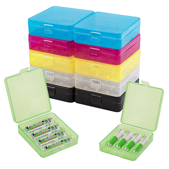 Plastic Battery Storage Box, with Iron Ring, Rectangle