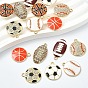 16Pcs 8 Styles Alloy Enamel Pendants, Lead Free & Cadmium Free & Nickel Free, Golden, Sports Ball Charms