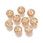 Brass Filigree Beads, Hollow Round, Rack Plating