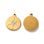 Ion Plating(IP) 304 Stainless Steel Pendants, with Crystal Rhinestone, Flat Round Charms
