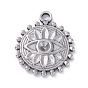 304 Stainless Steel Pendant Rhinestone Cabochons, Flat Round with Eye