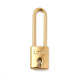 Ion Plating(IP) 304 Stainless Steel Pendants, Lock with Word LOVE Charm