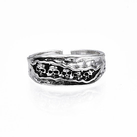 Halloween Alloy Skull Open Cuff Ring for Men Women, Cadmium Free & Lead Free