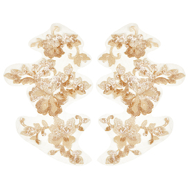 1 пара 3d цветочная вышивка из полиэстера пришитые аппликации, с пластиковой пайеткой/пайетками, украшение для свадебного платья своими руками, Cheongsam