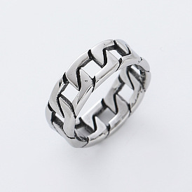 304 Stainless Steel Finger Rings for Men, Chain, Wide Band Rings