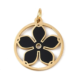 304 нержавеющей стальной эмали подвески, с целью перехода в кольце, плоская круглая с подвеской в виде цветка, золотые