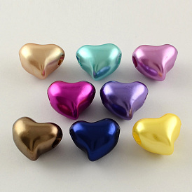 Perles de coeur en plastique imitation abs, 19.5x23.5x16mm, trou: 6 mm, environ 145 pcs / 500 g