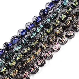 Handgefertigte Folie Glas Lampwork Perlen Stränge, rund mit streifen