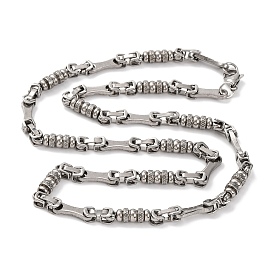 201 Stainless Steel Column Link Chain Necklace, with 304 Stainless Steel Clasps