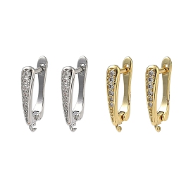 Латунные серьги-кольца из прозрачного кубического циркония, защёлка с петлёй, долговечный, стойки покрытие, без свинца и без кадмия