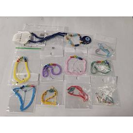 10 piezas 10 estilo mal de ojo pulseras de cuentas trenzadas y conjuntos de collar colgante, conjunto de joyas ajustables para mujer