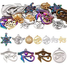 22Pcs 11 Style Laser Cut Pendants, with Stainless Steel, Alloy & Brass, Mix-shaped