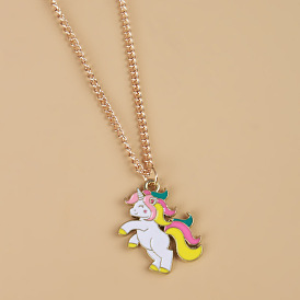 Colorful Unicorn Necklace - Creative and Fashionable Lock Collar Chain for Women