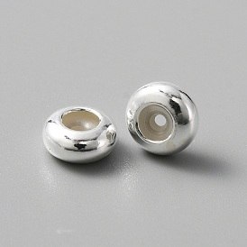 925 argent sterling perles d'entretoise, avec du gel de silice, plat rond