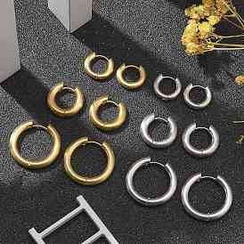 Женские серьги-кольца из матовой 304 нержавеющей стали, с 316 штифтов из нержавеющей стали, ионное покрытие (ip), кольцо