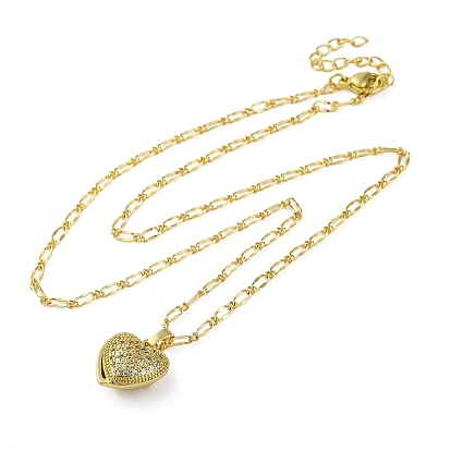 Латунные прозрачные кубические цирконии ожерелья с подвеской в виде сердца для женщин