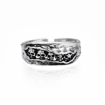 Halloween Alloy Skull Open Cuff Ring for Men Women, Cadmium Free & Lead Free