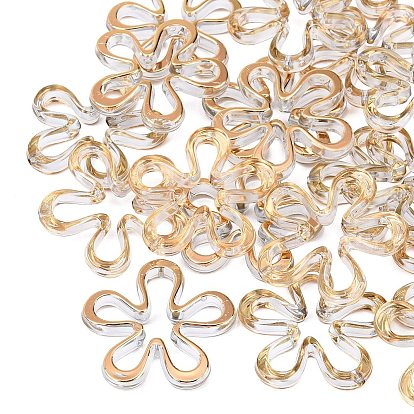Transparent Acrylic Beads, Golden Metal Enlaced, Flower