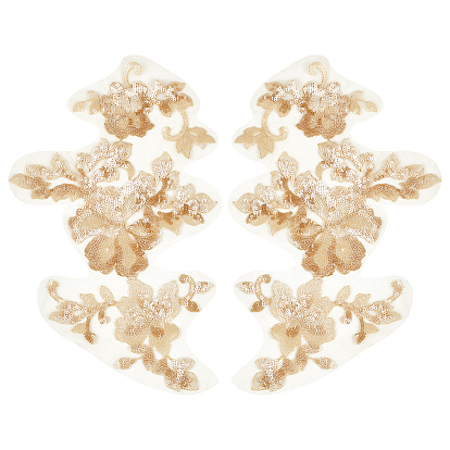 1 пара 3d цветочная вышивка из полиэстера пришитые аппликации, с пластиковой пайеткой/пайетками, украшение для свадебного платья своими руками, Cheongsam